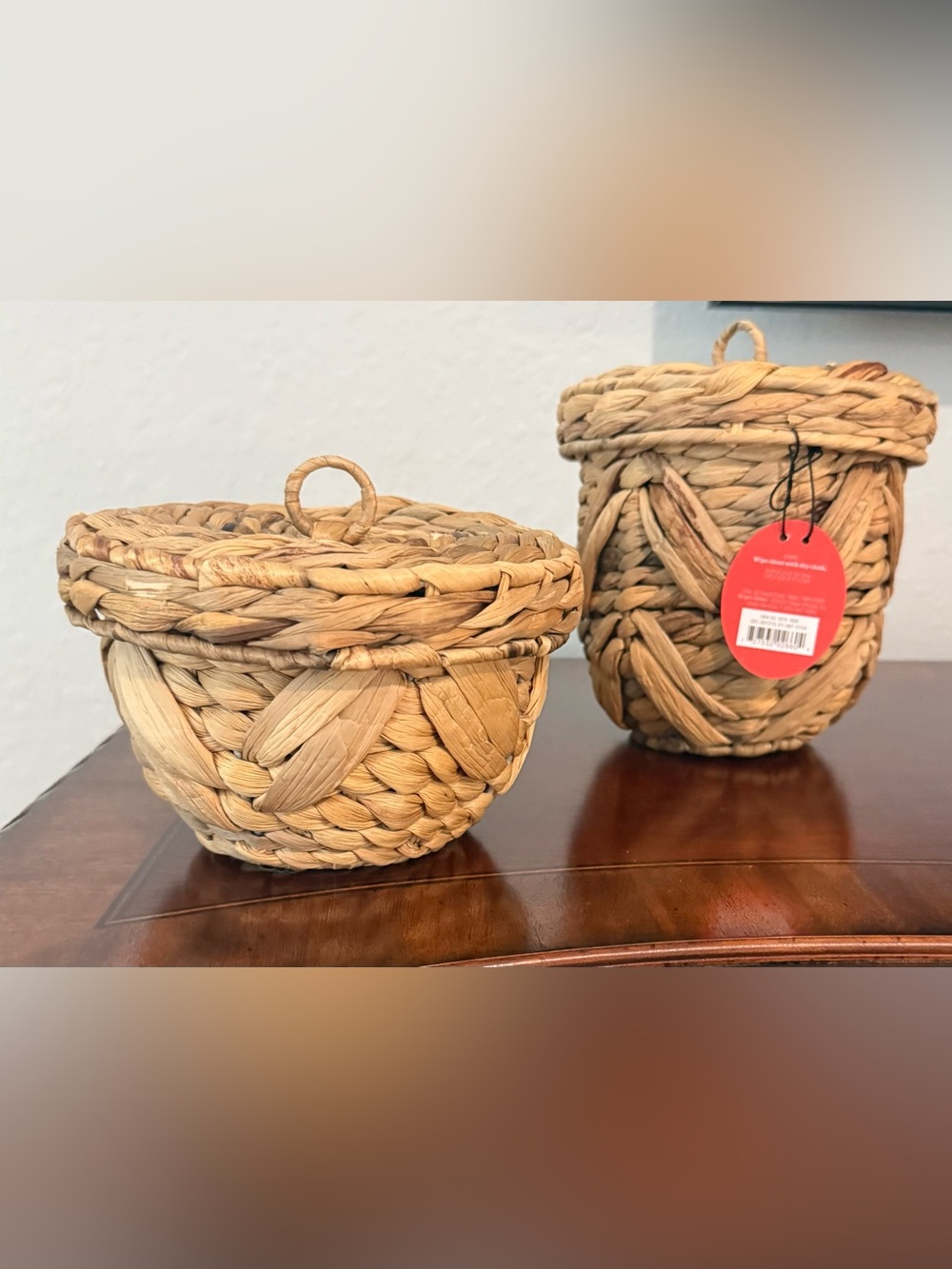 Opalhouse Natural-Tone Handwoven Lidded Seagrass Baskets